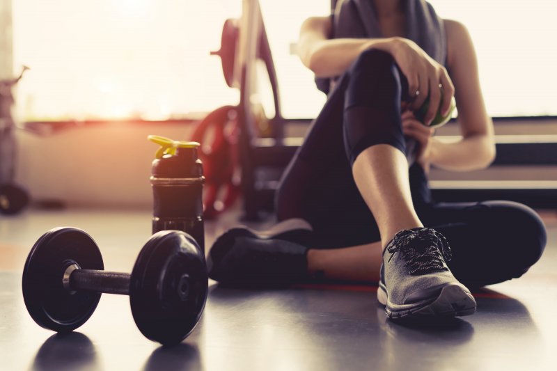 Woman rests from workout